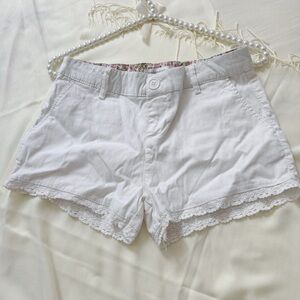 Women's White Lace Trim Shorts